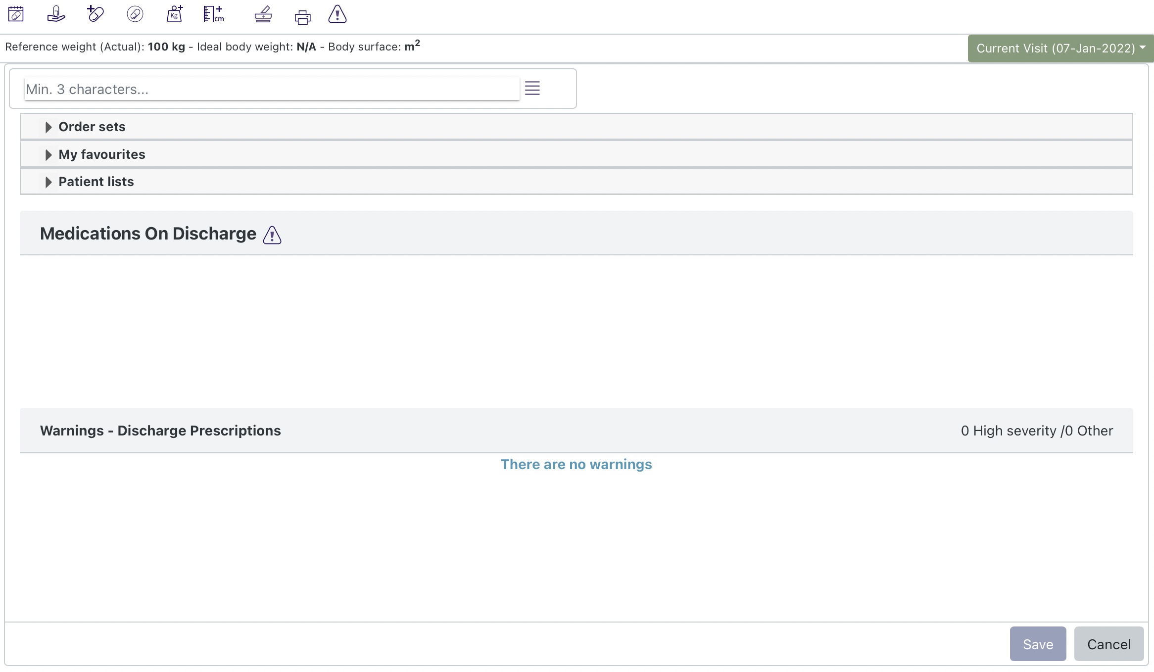 Entering a medicine from the search bar Discharge .png